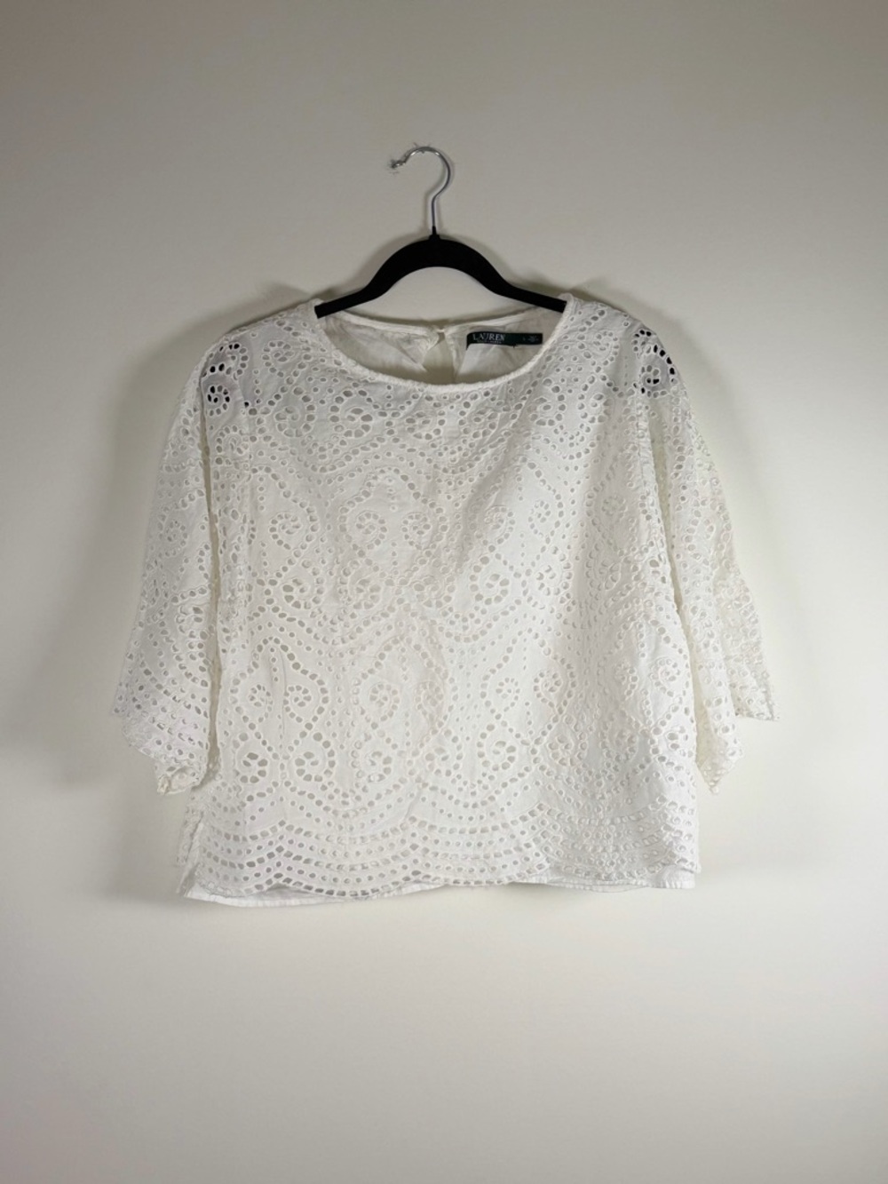 Lauren Ralph Lauren White Eyelet Lace Blouse